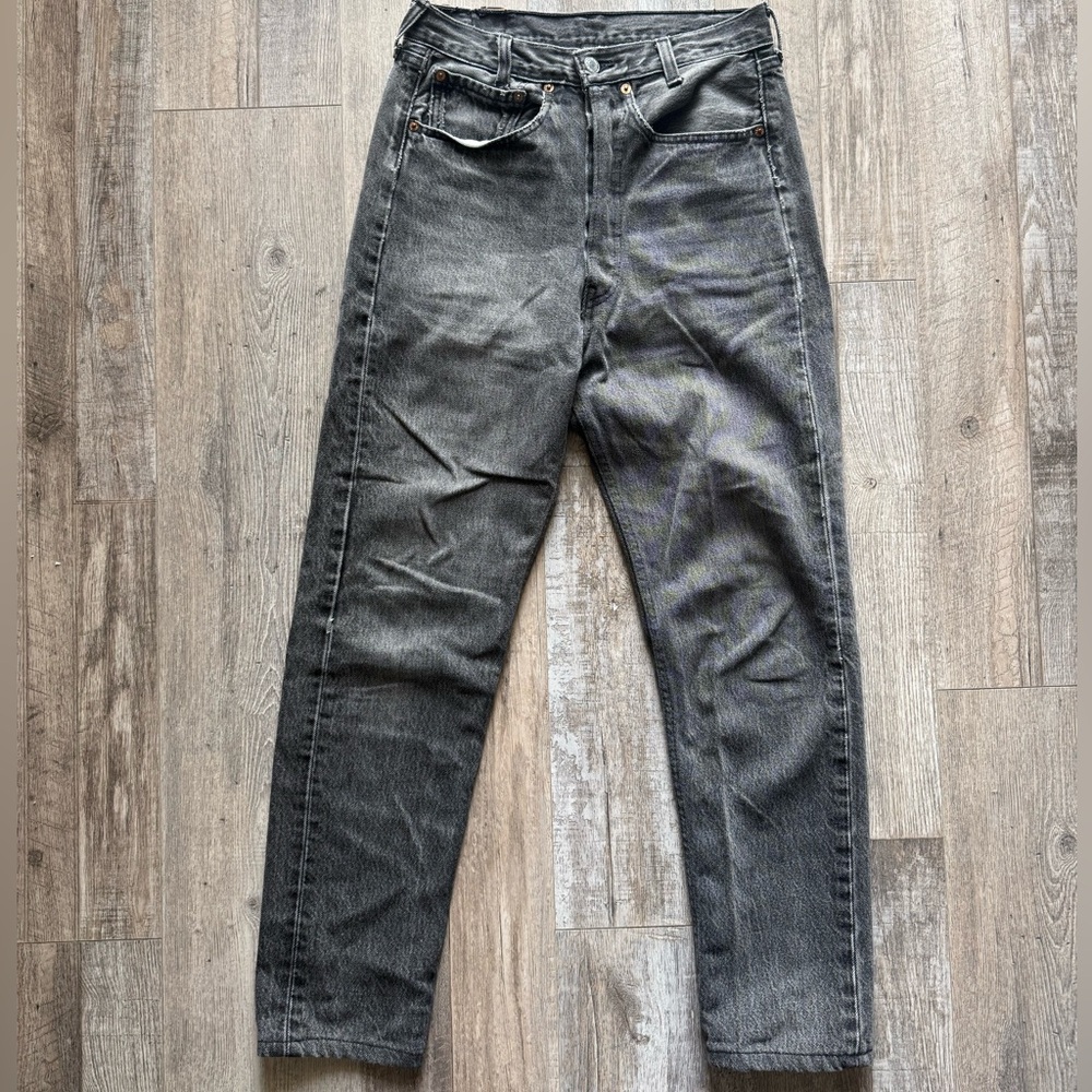 Levi’s 501 high waisted gray washed mom jeans